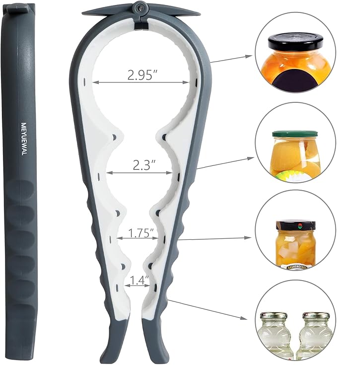 Jar Opener Bottle Opener for Weak Hands, 5-in-1 Multi-Function Can Opener Bottle Opener Kit with Silicone Handle, Easy to Use for Children, Elderly and Arthritis Sufferers (NEW White) - Image 3