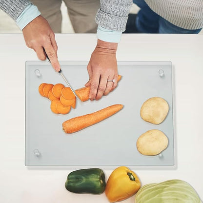 Mymonfif Tempered Glass Cutting Board for Kitchen, Clear Glass Board for Countertop, Heat Resistant, with Non-Slip Feet, 12x16" 1Pcs - Image 6