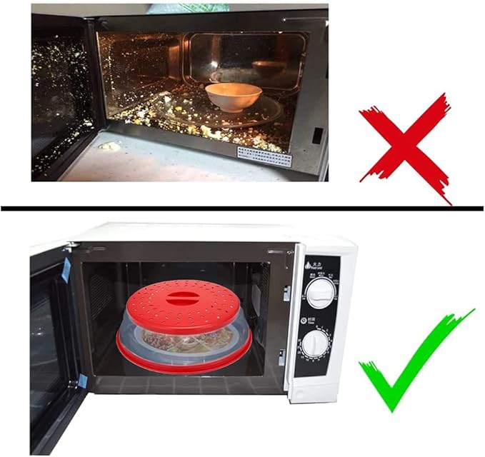 Microwave Cover for Food,Collapsible Microwave Splatter Cove,Fruit Drainer Basket,BPA-Free Made of TPR & PP Dishwasher Safe 10.5 inch (RED) - Image 4