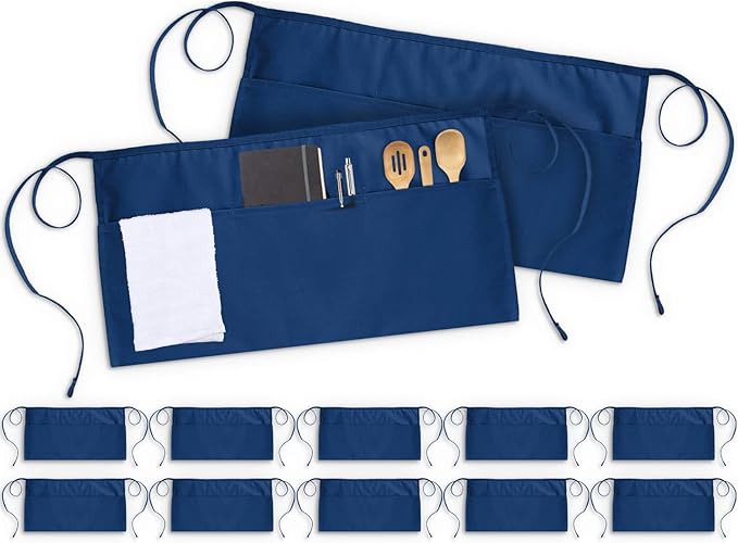 Utopia Wear 12 Pack Server Aprons with 3 Pockets, Waiter and Waitress Waist Aprons for Women with Pockets, Men Short Aprons - Image 5