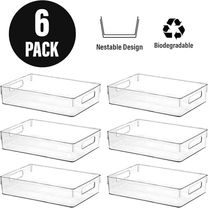 Clear Plastic Storage Bins, Pantry Organizers and Storage or Kitchen Organization and Storage Containers Bins for Organizing, Fridge, Freezer, Bathroom, Pantries, Refrigerator, Cabinet Organizer Bin - Image 4