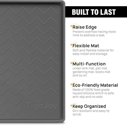 TigeJoy 22" x 19" Under Sink Mats for Kitchen Waterproof, Leak-Proof Silicone Mat Sink Protector and Cabinet Liner, Kitchen Essentials Organizer and Storage