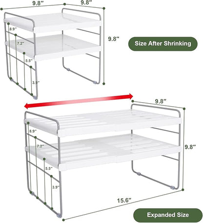2 Pack Expandable Kitchen Wrap Organizer Rack, Height & Width Adjustable Aluminum Foil and Plastic Wrap Organizer for Pantry, Cabinet Food Wrap Organization and Storage - (3 Tier 9.8 to 15.6"L) - Image 5