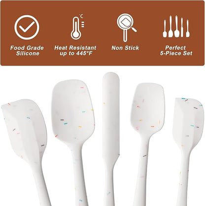 Silicone Spatula Set, 5 Piece Food Grade Rubber Spatulas for Baking, Cooking, and Mixing High Heat Resistant Non Stick Dishwasher Safe BPA-Free (Candy Color) - Image 3