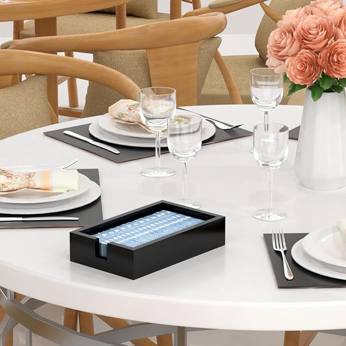 HIIMIEI Acrylic Napkin Holder for Bathroom, Black Acrylic Guest Towel Holder, Bathroom Napkins Guest Disposable Holder, Hand Towel Tray for Kitchen, Parties, Weddings, Party, Hotel, Restaurant（Black） - Image 6