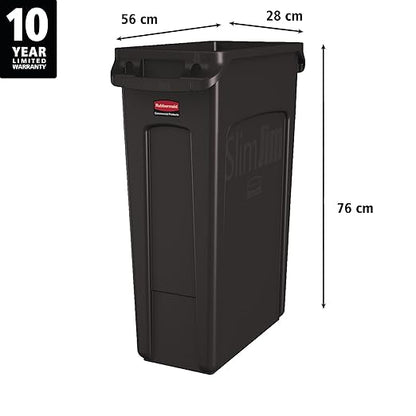 Rubbermaid Commercial Products Slim Jim Plastic Rectangular Trash/Garbage Can/Bin with Venting Channels, 23 GAL, Brown, for Kitchens/Classrooms/Offices/Back of House - Image 2