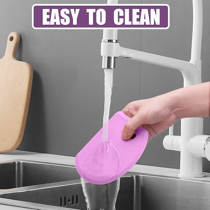 Sapid Silicone Bowl Scraper Flexible Curved Edge (5.98"×4.3"), Food Grade Bench Dough Scraper for Baking Sourdough Bread, Cake, Fondant Icing, Heat- Resistance Kitchen Dish Pan Scrapers (1, Purple) - Image 7