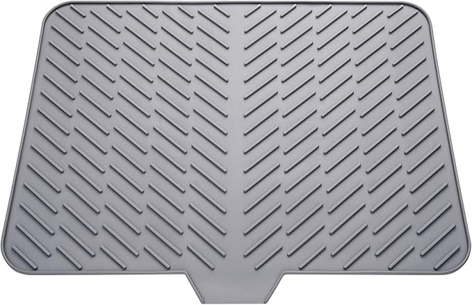Silicone Drying Mat, 23"X17" With Built-in Drain Lip,Heat-Resistant,Eco-friendly,Hygienic Drying Pad,Leak-Proof and Non-Slip,Silicone Dish Drying Mat for Kitchen Counter or Sink（Gray 23X17） by LKYLIVE