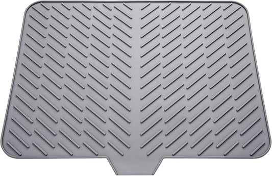 Silicone Drying Mat, 23"X17" With Built-in Drain Lip,Heat-Resistant,Eco-friendly,Hygienic Drying Pad,Leak-Proof and Non-Slip,Silicone Dish Drying Mat for Kitchen Counter or Sink（Gray 23X17） by LKYLIVE