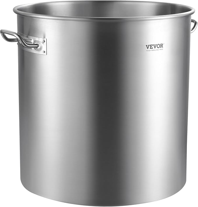 VEVOR Stainless Steel Stockpot, 100 Quart Large Cooking Pots, Cookware Sauce Pot with Basket, Lid, and Handle, Heavy Duty Commercial Grade Stock Pot, Sanding Treatment, for Large Groups Events Silver - Image 9