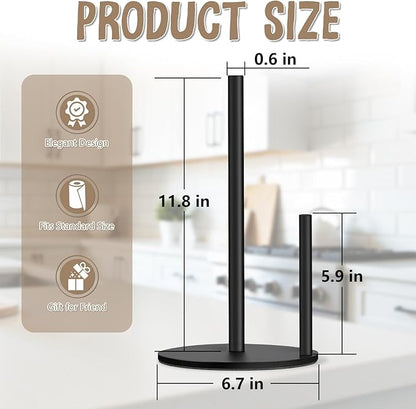 Paper Towel Holder Countertop, Premium Stainless Steel Black Paper Towel Holder with Anti Slip & Waterproof, Freestanding Countertop Paper Towels Holder for Kitchen, Tabletop, Bathroom - Image 4