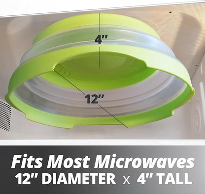HOVER COVER Magnetic Microwave Splatter Cover with High Power, Strongest Magnetic Grip, Collapsible 12-Inch BPA-Free Food Lid, Vented Plate Guard, Dishwasher Safe, Space-Saving Storage - Green - Image 2