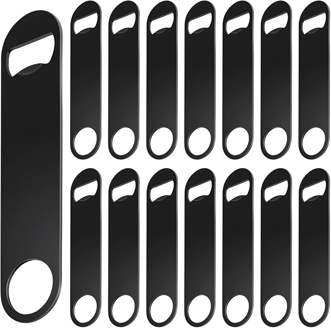 WEGAZ-15 Pack 7inch Black Stainless Steel Flat Beer Bottle Opener,Stainless Steel by WEGAZ