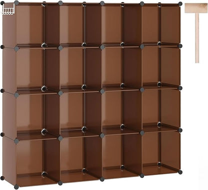 C&AHOME 16-Cube Storage Organizer, Plastic Shelves Units, DIY Closet Organizer, Modular Shelves Ideal for Home, Bedroom, 48.4" L 12.4" W 48.4" H Brown UPCS16C by CAHOME