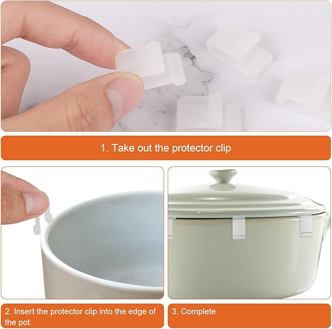 24pcs Dutch Oven Lid Protector Clips, Silicone Dutch Oven Lid Flexible Bumper Protective Clips for Storage (Transparent)