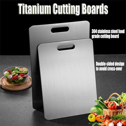 Stainless Steel Cutting Board, Titanium Cutting Board, Titanium Cutting Boards for Kitchen,Double Sided Chopping Board for Cutting Meat Vegetable Fruit(Silver, 13.4 x 9 in)