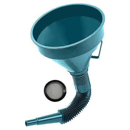Flex Funnel - Wide Mouth Flexible Funnel with Handle, Automotive Funnels for Engine Oil, Liquid, Diesel, Kerosene,Gasoline (1PACK Blue FUNNELS)