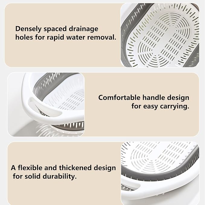 2-Pack Collapsible Silicone Colander Strainer, Foldable Kitchen Sink Basket for Washing Vegetables & Pasta, Space Saving & Dishwasher Safe, Kitchen Essentials - Image 6