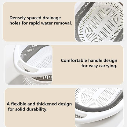 2-Pack Collapsible Silicone Colander Strainer, Foldable Kitchen Sink Basket for Washing Vegetables & Pasta, Space Saving & Dishwasher Safe, Kitchen Essentials - Image 6
