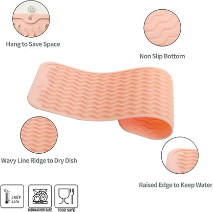 MicoYang Silicone Dish Drying Mat for Multiple Usage,Easy clean,Eco-friendly,Heat-resistant Silicone Mat for Kitchen Counter,Sink,Bar,Bottle,or Cup Pink M 17 inches x 6 inches - Image 3