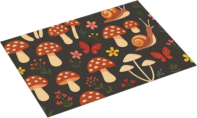 Mushroom Snail Dish Drying Mats for Kitchen Counter, Large 18"x24" Dish Mats for Drying Dishes, Microfiber Absorbent Dish Drying Pad Rack Mat Kitchen Decor Reusable Washable