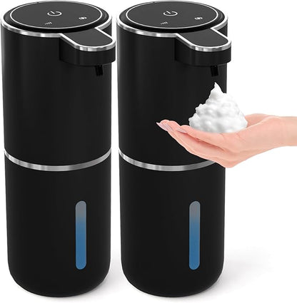 2 Pack Automatic Foaming Soap Dispenser,Touchless Foam Soap Dispenser,12.8oz Rechargeabled Wall Mounted Smart for Bathroom and Kitchen Dish Soap,Easy for Toddlers(Black) by MTYGK