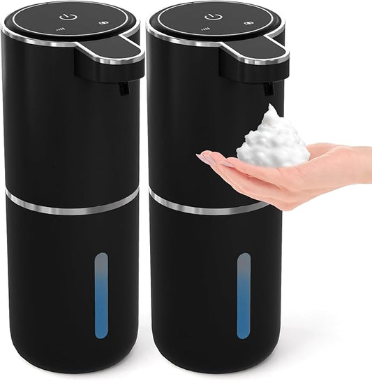 2 Pack Automatic Foaming Soap Dispenser,Touchless Foam Soap Dispenser,12.8oz Rechargeabled Wall Mounted Smart for Bathroom and Kitchen Dish Soap,Easy for Toddlers(Black) by MTYGK