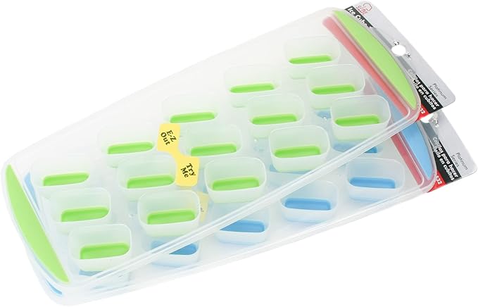 Chef Craft Classic Push Out Ice Cube Tray, 11.5 inches in length yields 15 cubes, Color May Vary (Pack of 2)