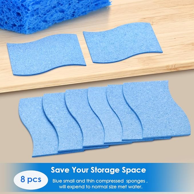 8PCS Dish Sponges Kitchen, Premium Blue Dish Washing Kitchen Sponge, Compressed Cleaning Sponges for Cleaning Kitchen and Bathroom, Non Scratch Scrub Sponge, Cleans Quickly and Well - Image 7