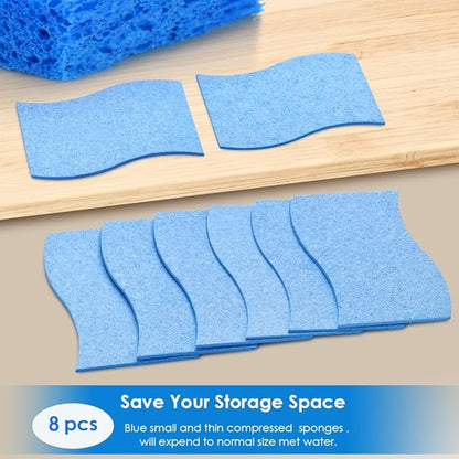 8PCS Dish Sponges Kitchen, Premium Blue Dish Washing Kitchen Sponge, Compressed Cleaning Sponges for Cleaning Kitchen and Bathroom, Non Scratch Scrub Sponge, Cleans Quickly and Well - Image 7