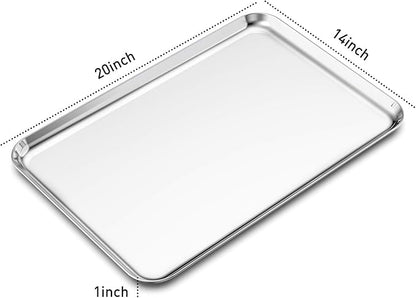 Baking Sheets Set of 2, Bastwe 20 inch Stainless Steel Bakeware Baking Pans, Healthy & Nontoxic & Rustproof & Easy Clean & Dishwasher Safe - Image 2