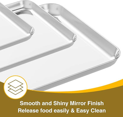 Wildone Baking Sheet with Rack Set (3 Pans + 3 Racks), Stainless Steel Baking Pan Cookie Sheet with Cooling Rack, Non Toxic & Heavy Duty & Easy Clean - Image 2