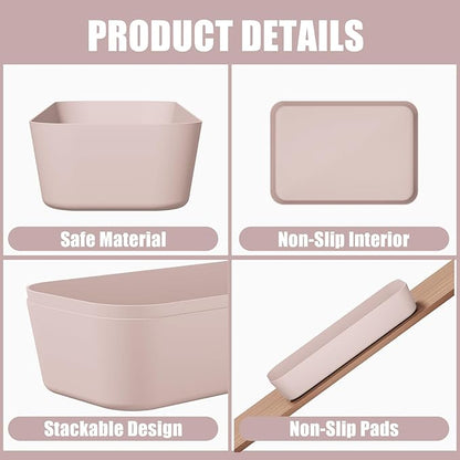 Plastic Drawer Organizers, 10 PCS Drawer Organizer Bins, Bathroom and Vanity Organizer Plastic Tray, Makeup organizer and storage for Makeup, Bedroom, Kitchen Gadgets Utensils and Office (Pink) - Image 3
