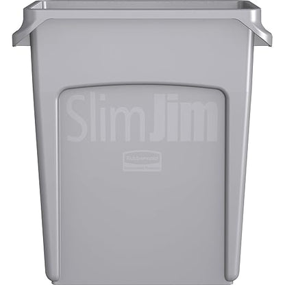 Rubbermaid Commercial Products Slim Jim Trash/Garbage Can with Venting Channels, 16-Gallon, Gray, for Kitchen/Office/Workspace, Pack of 4 - Image 5