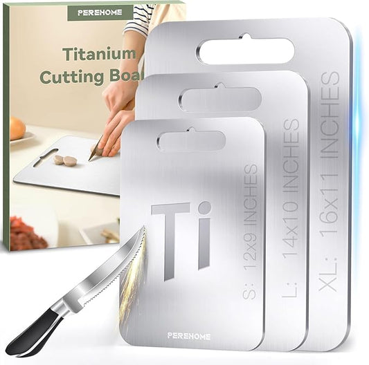 Titanium Cutting Board for Kitchen Set of 3, Cutting Board Double Sided Food Grade, 2026 Upgrade Chopping Boards with Handle for Meats, Fruits, Vegetables, Dishwasher Safe, Ideas Gifts for Mothers Day