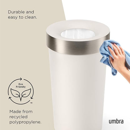 Umbra Vento Kitchen Trash Can – Large 16 Gal (62 L) Open Top Garbage Can for Home & Office – Modern Clean Design, Sand