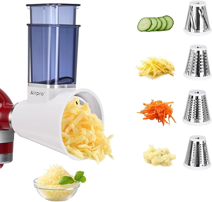 Slicer Shredder Attachment for Kitchenaid Stand Mixer, Salad Machine with Vegetable Slicer, Salad Maker, Food Slicers Cheese Grater Attachments for Kitchenaid Mixer Dishwasher Safe By Airpro,Blue - Image 9