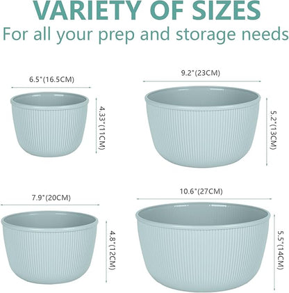 BoxedHome Mixing Bowls with Lids - 8 Piece Plastic Nesting Bowls Set includes 4 Prep Bowls and 4 Lids, Microwave and Dishwasher Safe, Green - Image 2
