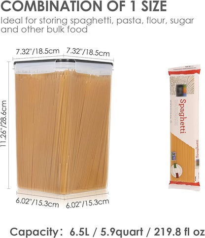 Vtopmart Extra Large Tall Airtight Food Storage Containers, 4 Pieces 5.9qt/6.5L Plastic PBA Free Kitchen Pantry Canister for Spaghetti, Flour and Baking Supplies, with 24 Labels, Black - Image 2