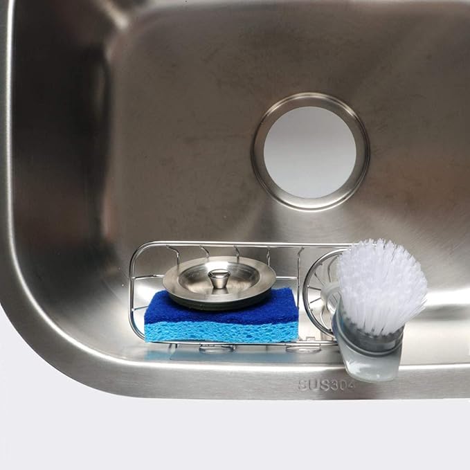 HULISEN 3-in-1 Sponge Holder for Kitchen Sink with Dish Brush Holder, Stainless Steel Caddy for Soap, Scrubber, No Drill and Rustproof, Silver - Image 6