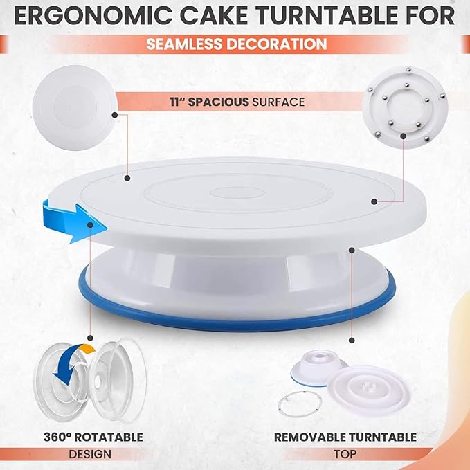 Cake Decorating Tools Supplies Kit - 82Pcs Baking Accessories with Turntable Stand Leveler 12 Piping Tips 52 Bags Icing Comb Scrapers Spatulas Cupcake Cookie Frosting Fondant Bakery Set for Beginners - Image 3
