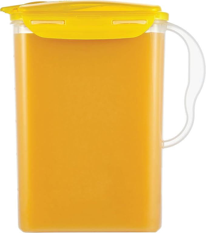 LocknLock Aqua Fridge Door Water Jug | Clear Pitcher | BPA Free Plastic Pitcher with Lid | 3 Quart Pitcher with Lid for Water, Juice, Tea & More Beverages, Yellow by LocknLock