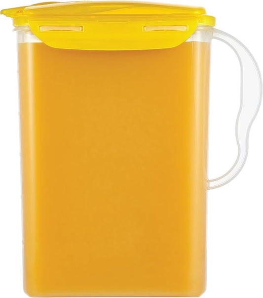 LocknLock Aqua Fridge Door Water Jug | Clear Pitcher | BPA Free Plastic Pitcher with Lid | 3 Quart Pitcher with Lid for Water, Juice, Tea & More Beverages, Yellow by LocknLock