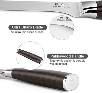 imarku Fillet Knife, German High Carbon Boning Knife, 6-Inch Stainless Steel Professional Grade Boning Fillet Knife for Fish, Pakkawood Handle for Meat and Poultry, Gifts for Men and Women - Image 8