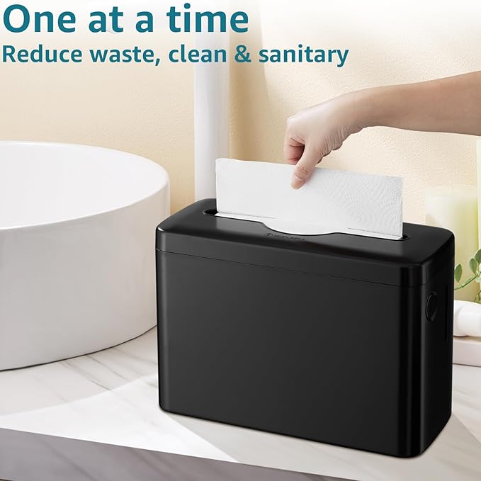 Multifold Paper Towel Dispenser Countertop, Heavy Duty Wide-Design, 300-Sheet Large Capacity Black Paper Towel Holder, Compatible with Tork, AmazonCommercial, Kleenex, Scott, Pacific Multifold Towels - Image 2