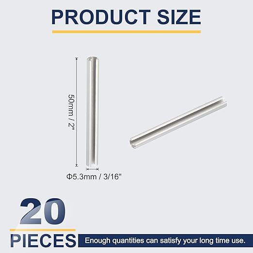 PATIKIL Slotted Spring Pin, 20 Pcs 3/16" x 2" (5.3mm x 50mm) 304 Stainless Steel Split Roll Pins Spring Dowel for Home Improvement Automotive Machine Repair, Silver