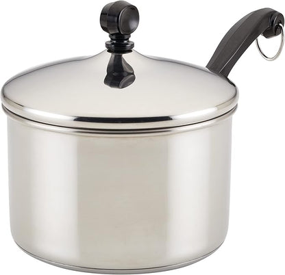 Farberware Classic Stainless Steel 2-Quart Mirror Satin Covered Saucepan, Silver by Farberware