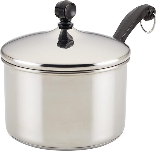 Farberware Classic Stainless Steel 2-Quart Mirror Satin Covered Saucepan, Silver by Farberware