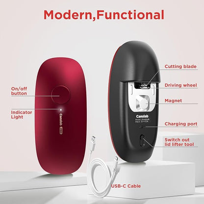 Canslab Ultrablade PRO Auto Stop Can Opener - Rechargeable Electric Can Opener for Kitchen for Seniors with Arthritis- One touch Side Cut Can Opener, Smooth Edge, Handfree, Portable Small Size, Red - Image 6
