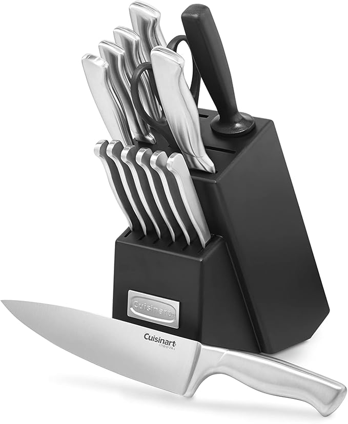 Cuisinart Stainless Steel Hollow Handle 15-Piece Cutlery Block Set, Kitchen Knife Set with Steel Blades for Precise Cutting, Durable Knives with Ergonomic Handles, C77SS-15PK by Cuisinart